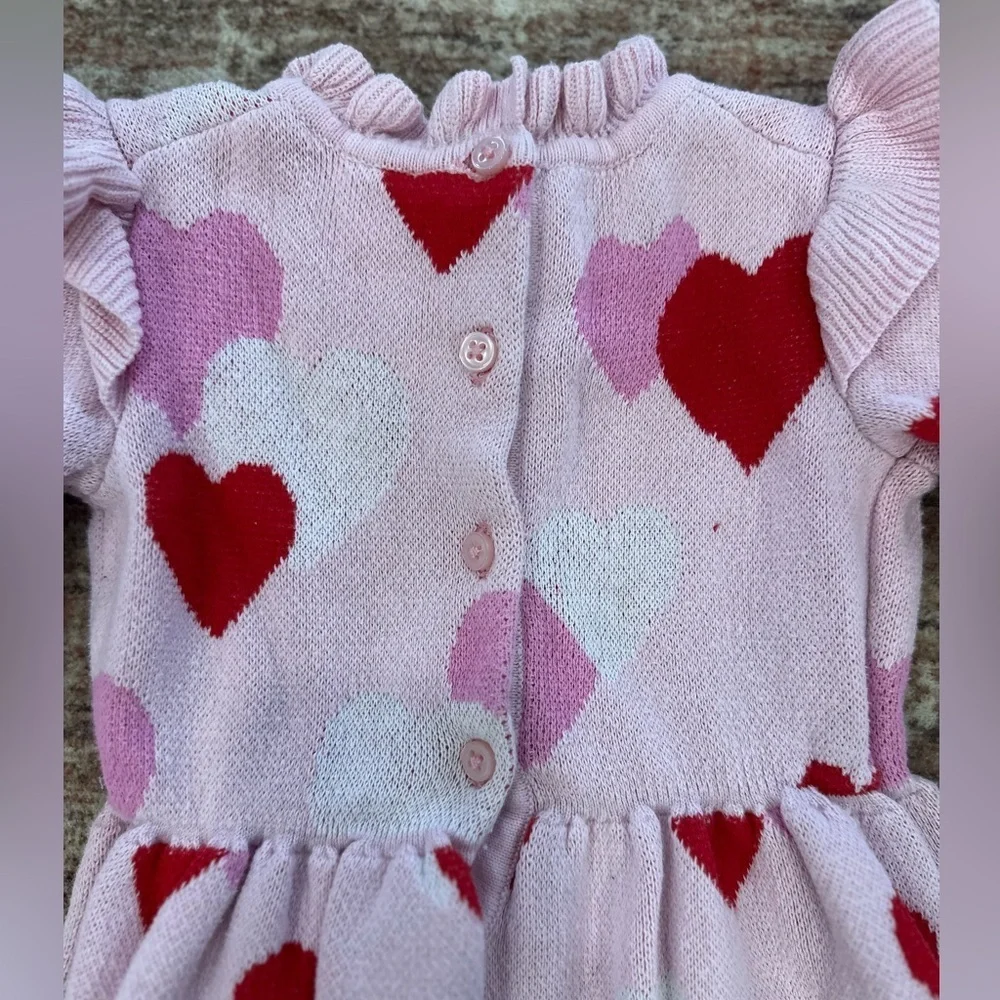 Janie and Jack Girl 18-24 Months Fairy Tale Heart Sweater Dress Valentine Pink
